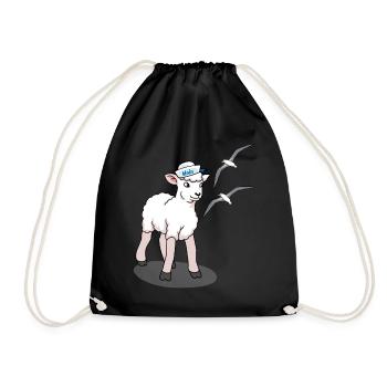 North Sea Baltic Sea Sheep Seagulls Coast Northern Germany - Drawstring Bag - black - Front
