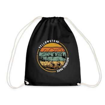 Yellowstone National Park Grizzly Bear Wyoming Hiking - Drawstring Bag - black - Front