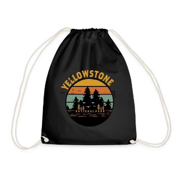 Yellowstone National Park Souvenir Grizzly Bear Wyomi - Drawstring Bag - black - Front