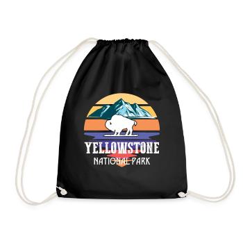 Yellowstone National Park Wyoming Buffalo Souvenir W - Drawstring Bag - black - Front