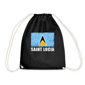 Saint Lucia Flag Grunge Saint Lucia Flag - Drawstring Bag - black - Front