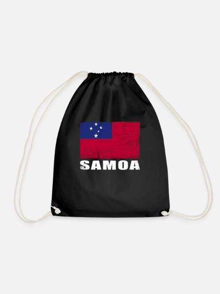 Samoa Flag Grunge Samoa Flag - Drawstring Bag - black