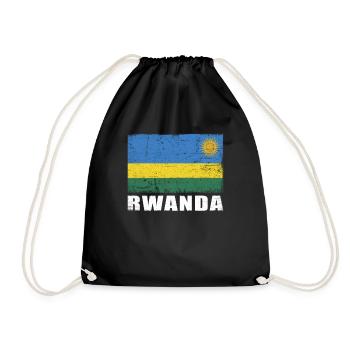 Ruanda Flagge Grunge Ruanda Fahne - Turnbeutel - Schwarz - Vorne