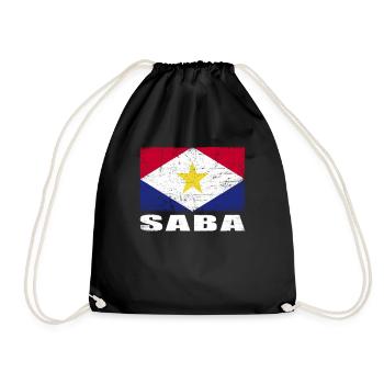 Saba Flagge Grunge Saba Fahne - Turnbeutel - Schwarz - Vorne