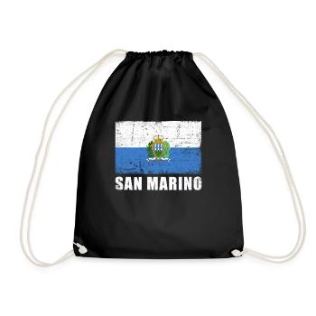 San Marino Flagge Grunge San Marino Fahne - Turnbeutel - Schwarz - Vorne