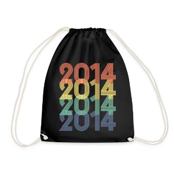 Cool Retro 2014, 9 Years Old, 9th Birthday Kids - Drawstring Bag - black - Front