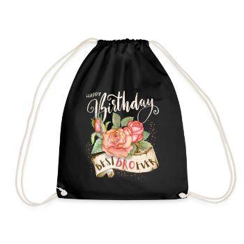 Happy-Birthday, Birthday Brother Brother - Drawstring Bag - black - Front
