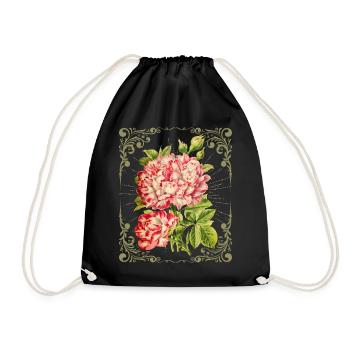 Rose rose motif, vintage retro, botanical - Drawstring Bag - black - Front