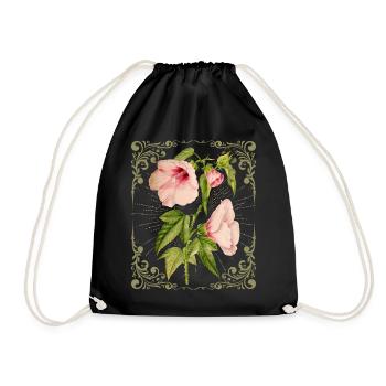 Hibiscus, style vintage, illustration botanique - Sac de sport léger - noir - Devant