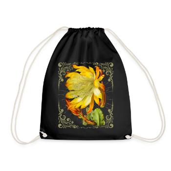Fleur de cactus, illustration botanique vintage - Sac de sport léger - noir - Devant