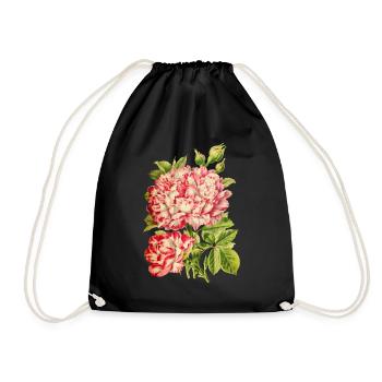 Rose rose motif, vintage retro, botanical - Drawstring Bag - black - Front
