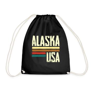 Retro Vintage Alaska - Drawstring Bag - black - Front