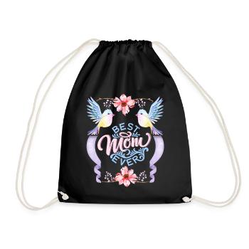 Best-Mom-Ever, Mother's Day saying - Drawstring Bag - black - Front