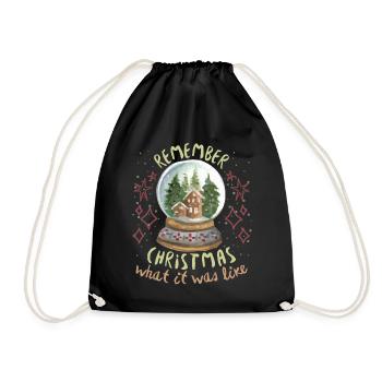 Christmas, nostalgic saying with snow globe - Drawstring Bag - black - Front