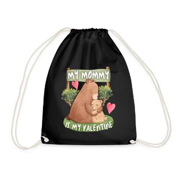 Mama-Is-My-Valentine, Mommy-Is-My-Valentine - Drawstring Bag - black - Front