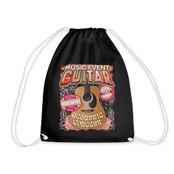Acoustic Guitar, Guitar Player Concert Poster - Drawstring Bag - black - Front