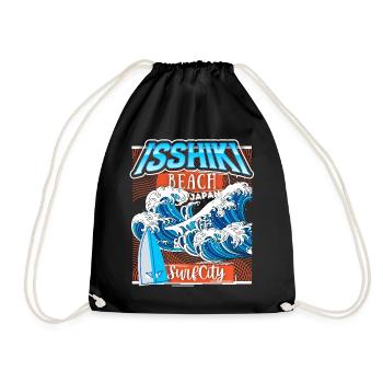 Japan, Isshiki Beach, Surfing Hokusai Wave - Drawstring Bag - black - Front