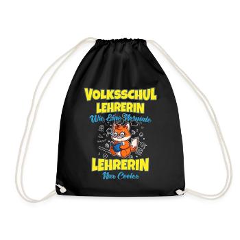 Volksschullehrerin Volksschule Lehrkraft Lehrerin - Turnbeutel - Schwarz - Vorne