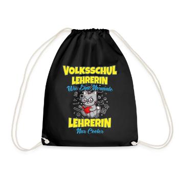 Volksschullehrerin Volksschule Lehrkraft Lehrerin - Turnbeutel - Schwarz - Vorne