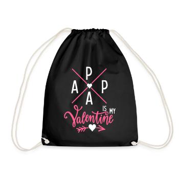 Papa-Is-My-Valentine, Daddy-Is-My-Valentine - Drawstring Bag - black - Front