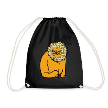 zoo animals zoo lion cat zoology animal welfare evil - Drawstring Bag - black - Front