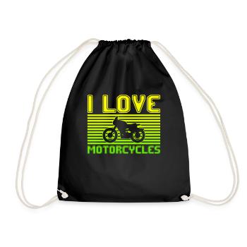 I love motorcycles - Drawstring Bag - black - Front