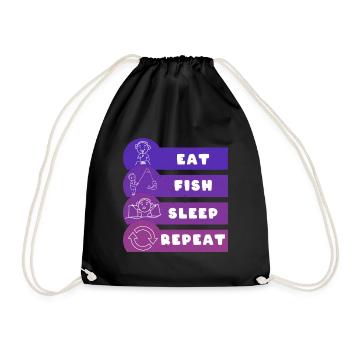 Eat Fish Sleep Repeat - Drawstring Bag - black - Front