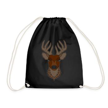 Bois de cerf rouge avec des bois de cerf - Sac de sport léger - noir - Devant