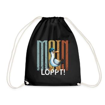 Plattdeutsche Möwe Moin Spruch Nordsee Liebhaber - Turnbeutel - Schwarz - Vorne
