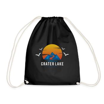 Mountains Crater Lake Sunrise Nature Hiking Oreg - Drawstring Bag - black - Front
