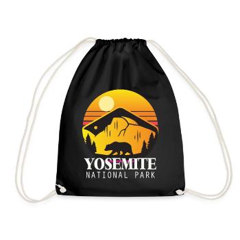 Yosemite National Park California Grizzly Bear Campi - Drawstring Bag - black - Front