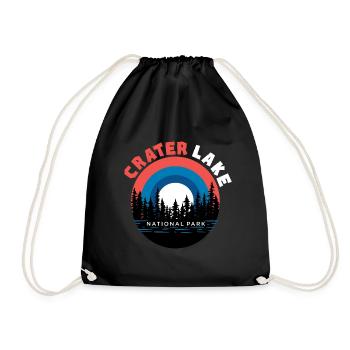National Park Souvenir Crater Lake Mountain Hiking Nature - Drawstring Bag - black - Front