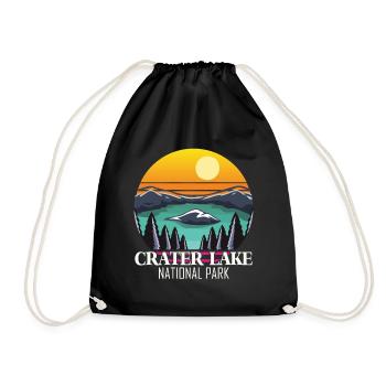 Crater Lake Souvenir National Park Oregon Hiking N - Drawstring Bag - black - Front