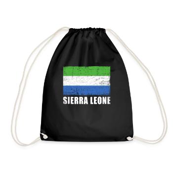 Sierra Leone Flag Grunge Sierra Leone Flag - Drawstring Bag - black - Front