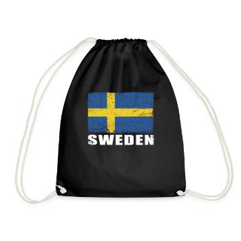 Schweden Flagge Grunge Schweden Fahne - Turnbeutel - Schwarz - Vorne