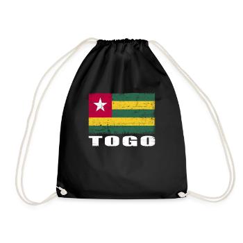 Togo Flagge Grunge Togo Fahne - Turnbeutel - Schwarz - Vorne