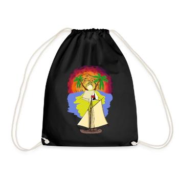 Holidays Caribbean Island Holiday Sailing Ship Travel Ahoi - Drawstring Bag - black - Front