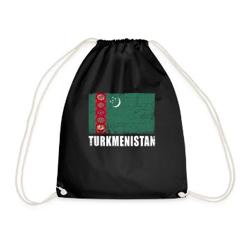Turkmenistan Flagge Grunge Turkmenistan Fahne - Turnbeutel - Schwarz - Vorne