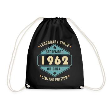 Septembre 1962 Vintage Retro Anniversaire - Sac de sport léger - noir - Devant