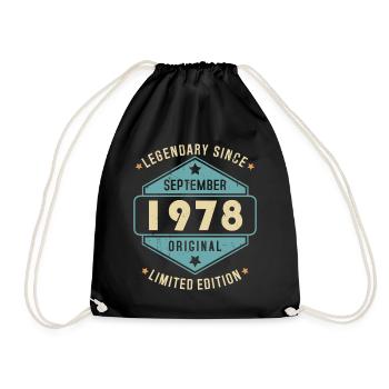 Septembre 1978 Vintage Retro Anniversaire - Sac de sport léger - noir - Devant