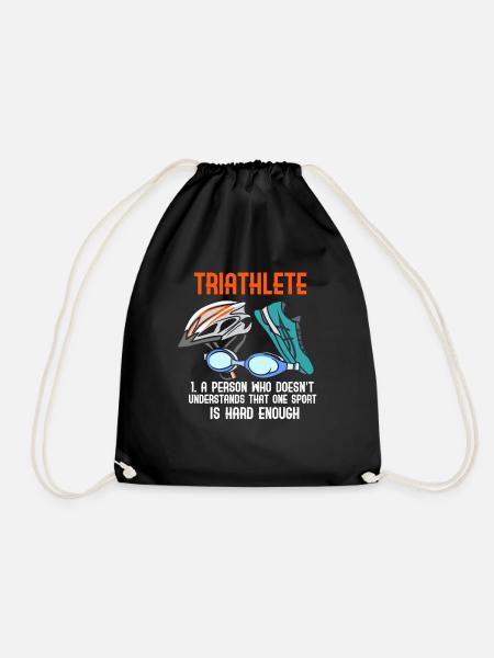 Triathlete definition Swim Bike Run Triathlon - Drawstring Bag - black