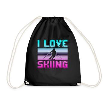 I love skiing - Drawstring Bag - black - Front
