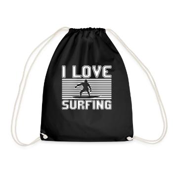 I love surfing - Drawstring Bag - black - Front