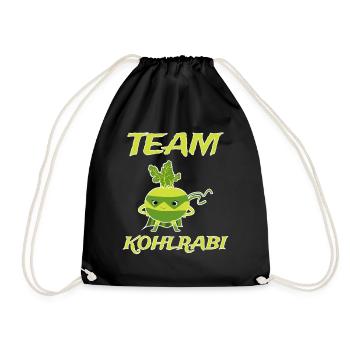 Kohlrabi Superheld Design Spruch - Turnbeutel - Schwarz - Vorne