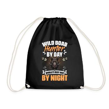 Wild Boar Hunter Funny Pig Hunting Humor for - Drawstring Bag - black - Front