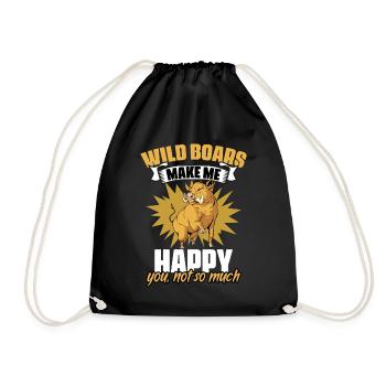 Funny wild boar hunting humor for grunting - Drawstring Bag - black - Front