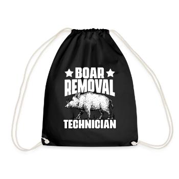 Funny wild boar hunting humor for a - Drawstring Bag - black - Front