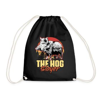 Hog Slayer Funny Wild Boar Hunting Humor for - Drawstring Bag - black - Front