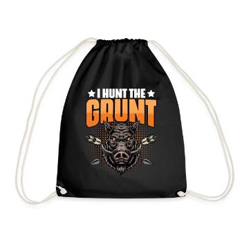 Funny Grunt Hunting Humor for Grunting Pigs - Drawstring Bag - black - Front