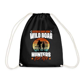 Père et fils chasse drôle de sanglier - Sac de sport léger - noir - Devant